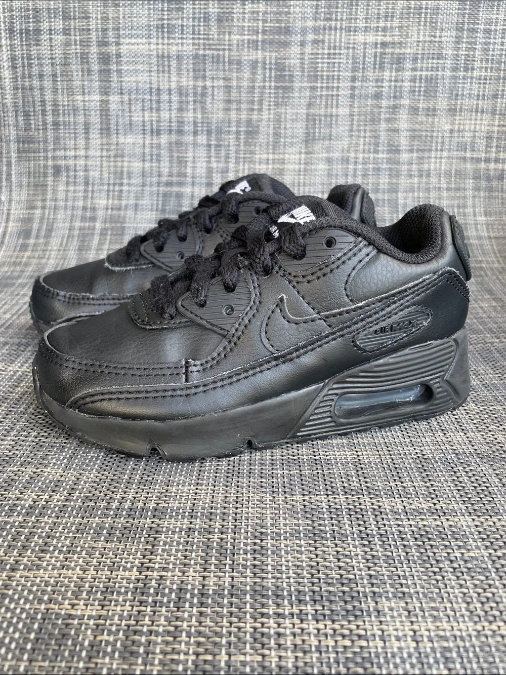 Nike Air Max 90 LTR Toddler Sneakers all-black leather Shoes size 10.5